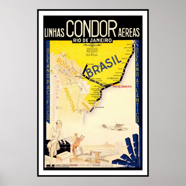 Rio De Janeiro Brazil Linhas Condor Aereas Poster (Front)