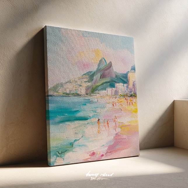 Rio de Janeiro Brazil Painting Canvas Print (rio de janeiro, arpoador art, brazil wall art, beach sunset, coastal decor, tropical print, ipanema )