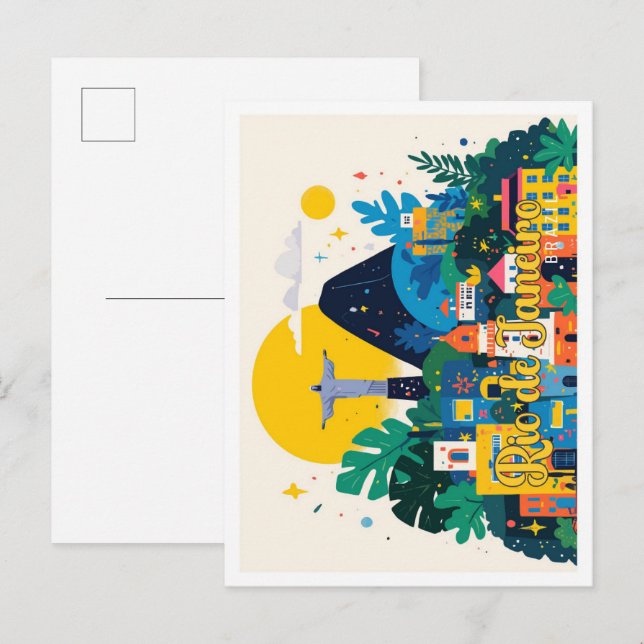 Rio de Janeiro Brazil Pop Art Travel Illustration Postcard (Front/Back)