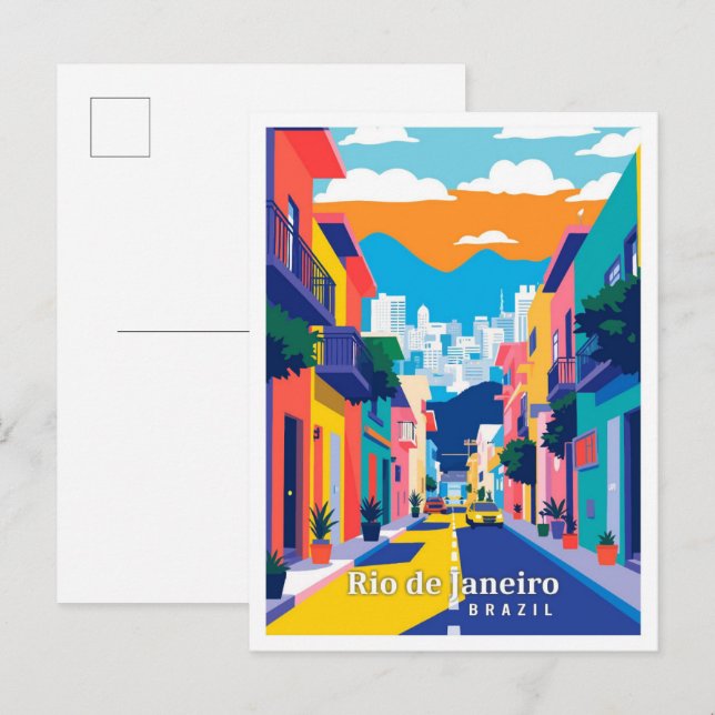 Rio de Janeiro Brazil Pop Art Travel Illustration Postcard (Front/Back)
