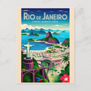 Rio de Janeiro Brazil Retro Travel Poster Art Postcard