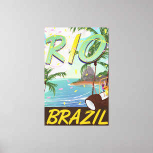 rio de janeiro Brazil retro travel print. Canvas Print