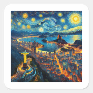 Rio De Janeiro Brazil Starry Night Square Sticker