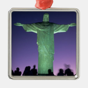 Rio de Janeiro, Brazil. the Christ Statue on Metal Tree Decoration