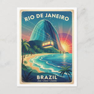 Rio de Janeiro Brazil Travel 1950s Retro Postcard