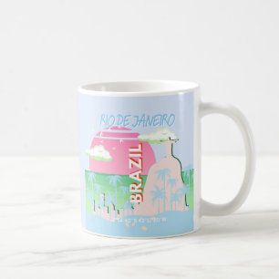 Rio de Janeiro Brazil Travel Art Blue Illustration Coffee Mug
