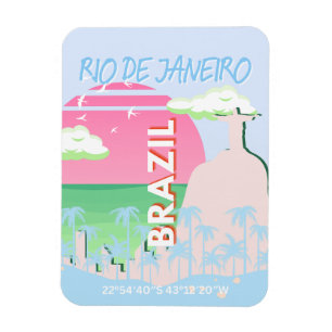 Rio de Janeiro Brazil Travel Art Blue Illustration Magnet