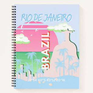 Rio de Janeiro Brazil Travel Art Blue Illustration Notebook