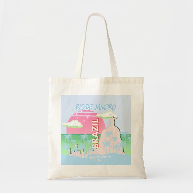 Rio de Janeiro Brazil Travel Art Blue Illustration Tote Bag (Front)