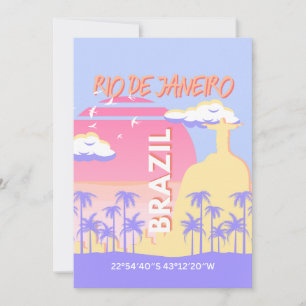 Rio de Janeiro Brazil Travel Art Blue Poster Holiday Card