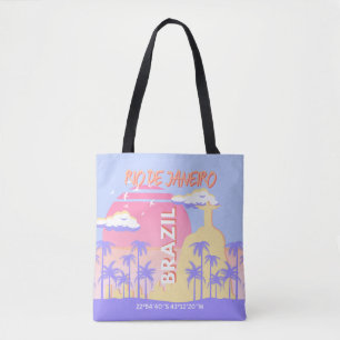 Rio de Janeiro Brazil Travel Art Blue Poster Tote Bag