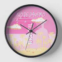 Rio de Janeiro Brazil Travel Art Pink Illustration