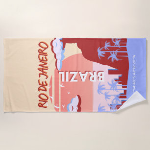 Rio de Janeiro Brazil Travel Art Retro Poster Beach Towel
