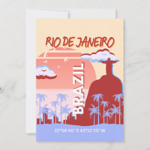 Rio de Janeiro Brazil Travel Art Retro Poster Holiday Card