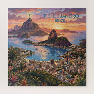 Rio De Janeiro Brazil Travel Art Vintage Jigsaw Puzzle