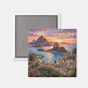 Rio De Janeiro Brazil Travel Art Vintage Magnet