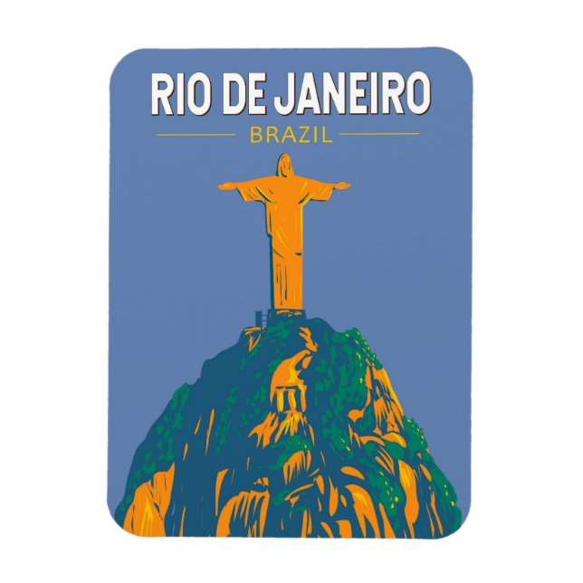 Rio De Janeiro Brazil Travel Art Vintage Magnet (Vertical)