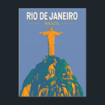 Rio De Janeiro Brazil Travel Art Vintage Postcard<br><div class="desc">Rio De Janeiro retro vector travel design. Christ The Redeemer is an Art Deco statue of Jesus Christ in Rio de Janeiro,  Brazil,  created by French sculptor Paul Landowski and built by Brazilian engineer Heitor da Silva Costa.</div>