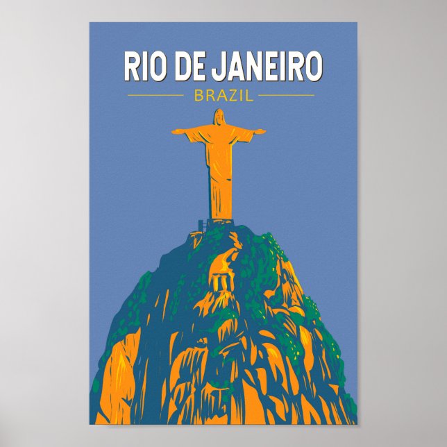 Rio De Janeiro Brazil Travel Art Vintage Poster (Front)