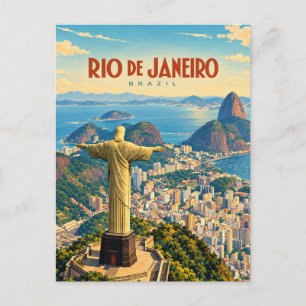 Rio de Janeiro Brazil Vintage Travel Art Postcard