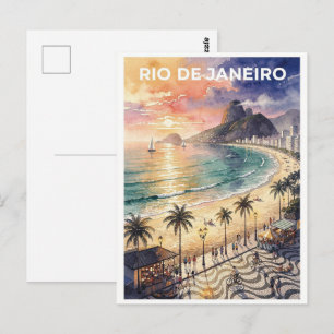 Rio de Janeiro Brazil Vintage Travel Postcard