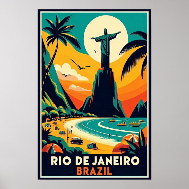 Rio de Janeiro Brazil Vintage Travel Poster (Front)