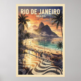 Rio de Janeiro Brazil Vintage Travel Poster