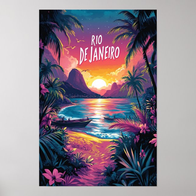 Rio de Janeiro Brazil Vintage Travel Poster (Front)