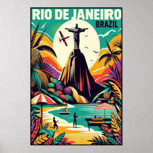 Rio de Janeiro Brazil Vintage Travel Poster