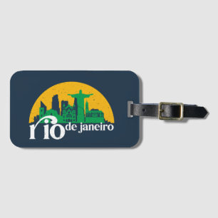 Rio De Janeiro City Skyline Retro Cityscape Art Luggage Tag