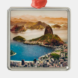 Rio de Janeiro cityscape photo Metal Tree Decoration