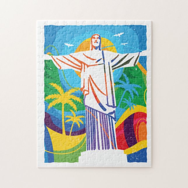Rio de Janeiro Cristo Redentor Brazil Colourful Jigsaw Puzzle (Vertical)