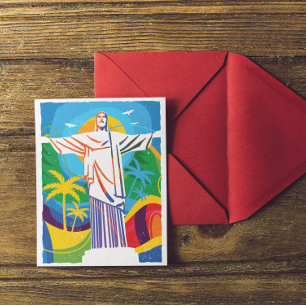 Rio de Janeiro Cristo Redentor Brazil Colourful Postcard