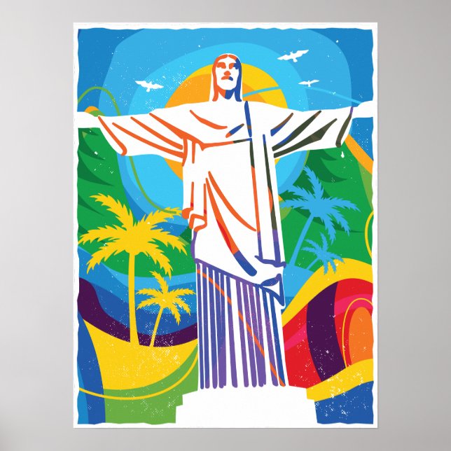 Rio de Janeiro Cristo Redentor Brazil Colourful Poster (Front)