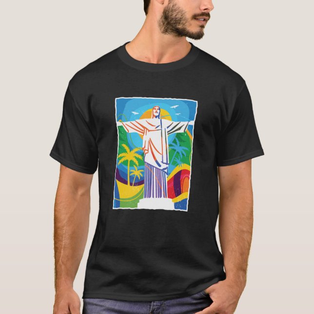 Rio de Janeiro Cristo Redentor Brazil Colourful T-Shirt (Front)