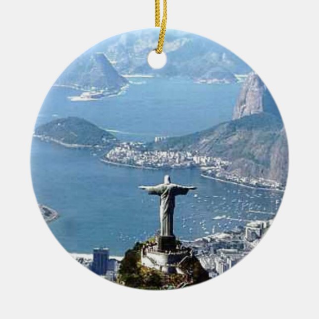 Rio de Janeiro Cristo Statue Ceramic Tree Decoration (Front)