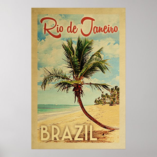 Rio de Janeiro Palm Tree Vintage Travel Poster (Front)