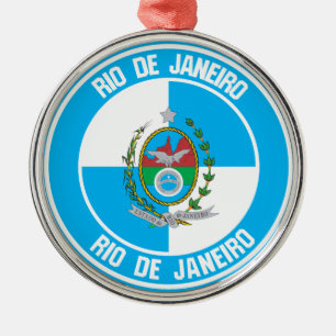 Rio de Janeiro Round Emblem Metal Tree Decoration