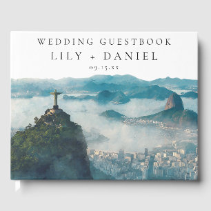 Rio de Janeiro Skyline Watercolor Wedding Guest Book