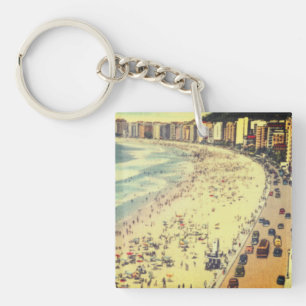 Rio de Janeiro, Vintage Copacabana Beach, Brazil Key Ring