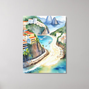 Rio De Janeiro watercolor art Canvas Print
