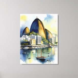 Rio De Janeiro watercolor art Canvas Print