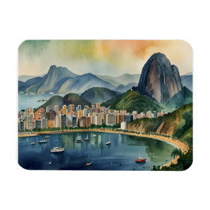 Rio De Janeiro watercolor art Magnet