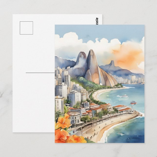 Rio De Janeiro watercolor art Postcard (Front/Back)