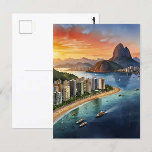 Rio De Janeiro watercolor art Postcard