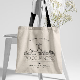Rio De Janeiro Wedding Stylised Skyline Tote Bag