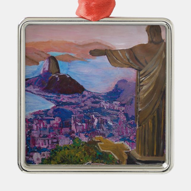 Rio De Janeiro With Christ The Redeemer Metal Tree Decoration (Front)