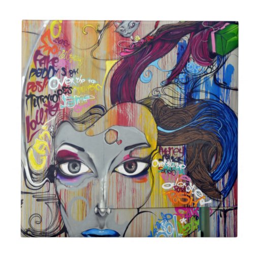 Image of Rio Graffiti Art Face Tile