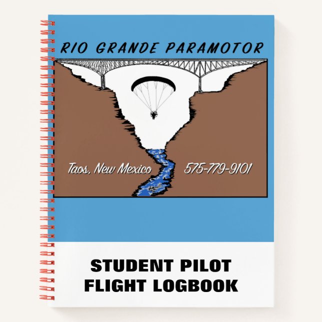 Rio Grande Paramotor Student Pilot Flight Logbook Notebook (Front)