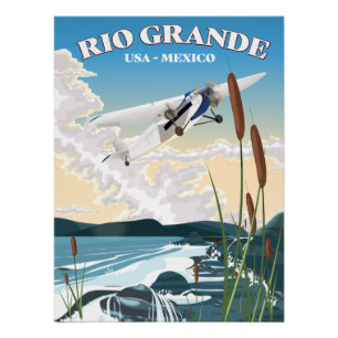 Rio Grande USA Mexico travel poster